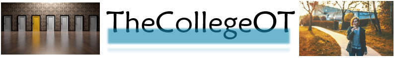 The College OT logo is a written with black text and a blue band underlining the text